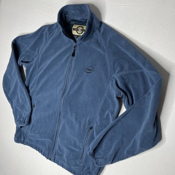 Intel North End Men Blue Long Sleeve Intel Drawstring Full Zip Fleece Jacket M - Picture 2 of 5